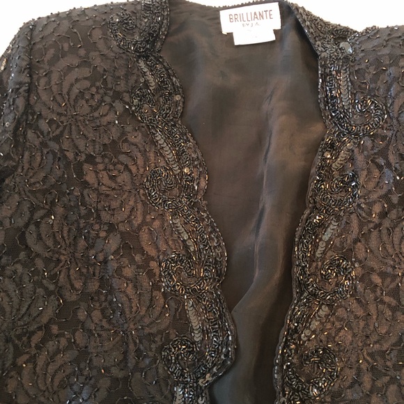 Vintage Brilliante by J.A. Sequins Beaded Lace Black Jacket, Women’s PL, Formal - Picture 11 of 16